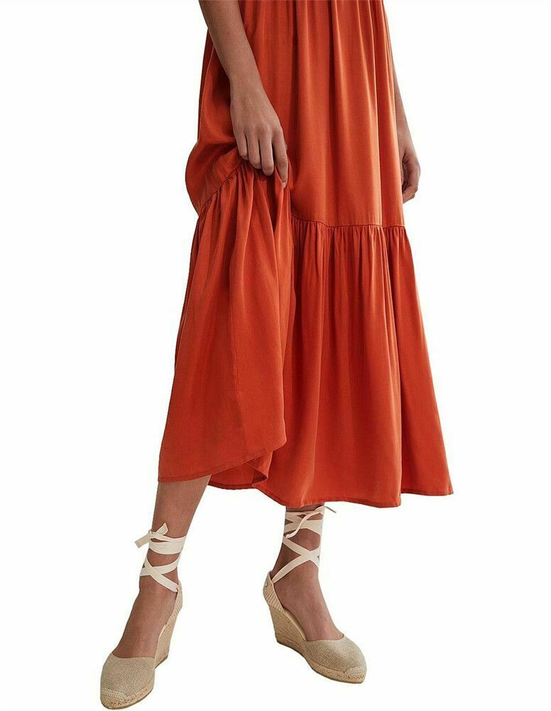 Rust Orange Tiered Maxi Dress