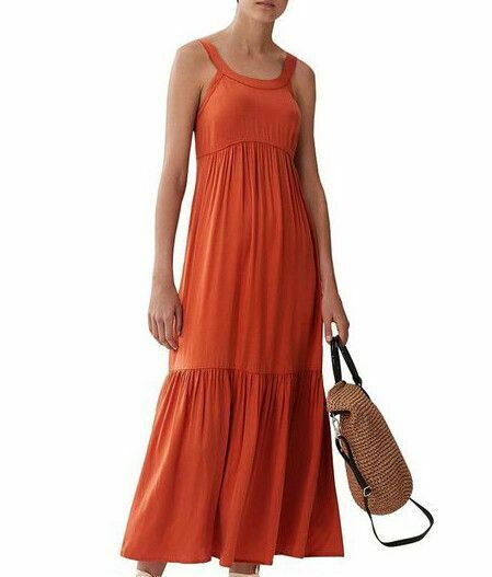 Rust Orange Tiered Maxi Dress