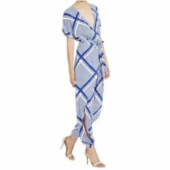 The Flight Tigers & Lions Blue White Split Leg Jumpsuit