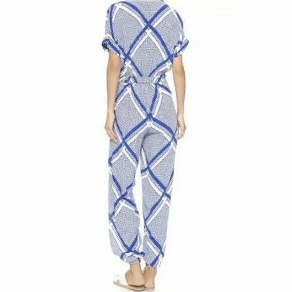 The Flight Tigers & Lions Blue White Split Leg Jumpsuit