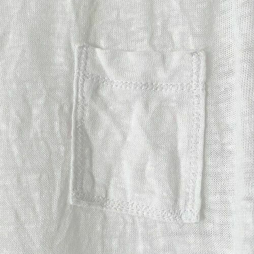 Linen Textured White Pocket Longline Singlet Sleeveless Tank Top