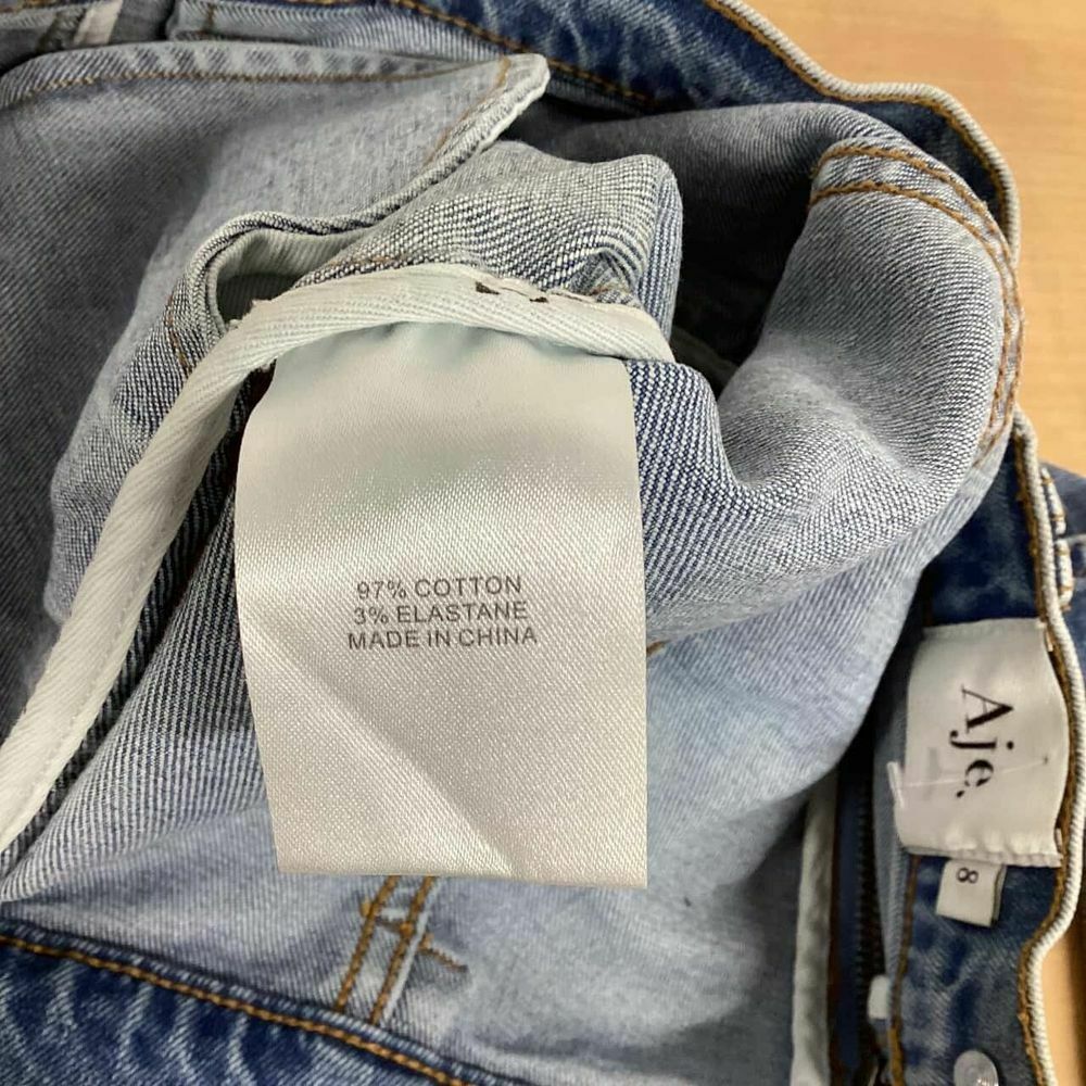 Saltwater Button Front Ruffle Hem High Waisted Denim Mini Skirt