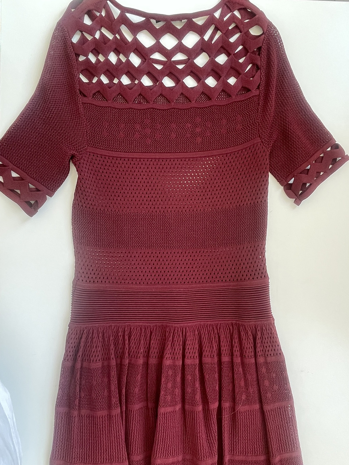 sandro dress burgundy Shop Sable Burgundy Linen High Neck Tiered Mini Dress