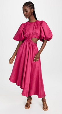 tidal tucked cut out midi dress Midi Dress Hip Cut Out Dress Hire Tidal Tucked Cut Out Midi Dress In  Fuchsia AJE