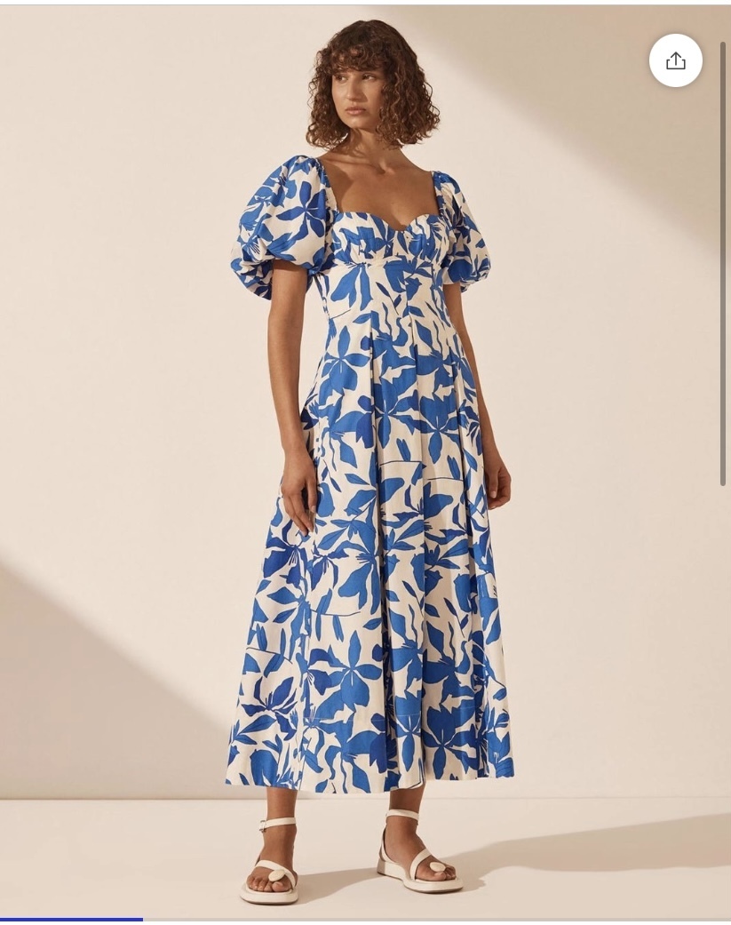 Bleue Puff Sleeve Bustier Midi Dress 