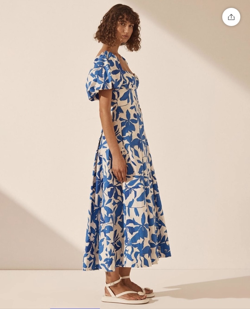 Bleue Puff Sleeve Bustier Midi Dress 