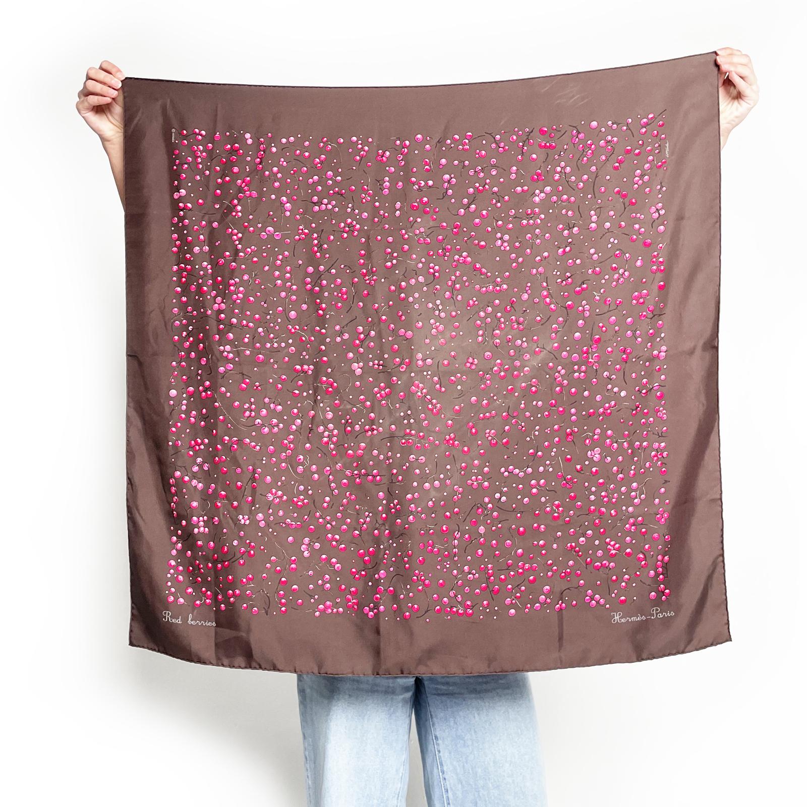Hermès Red Berries シルクストール Hermes Scarf Red Berries by Leigh Cooke – Chic Consignment LLC