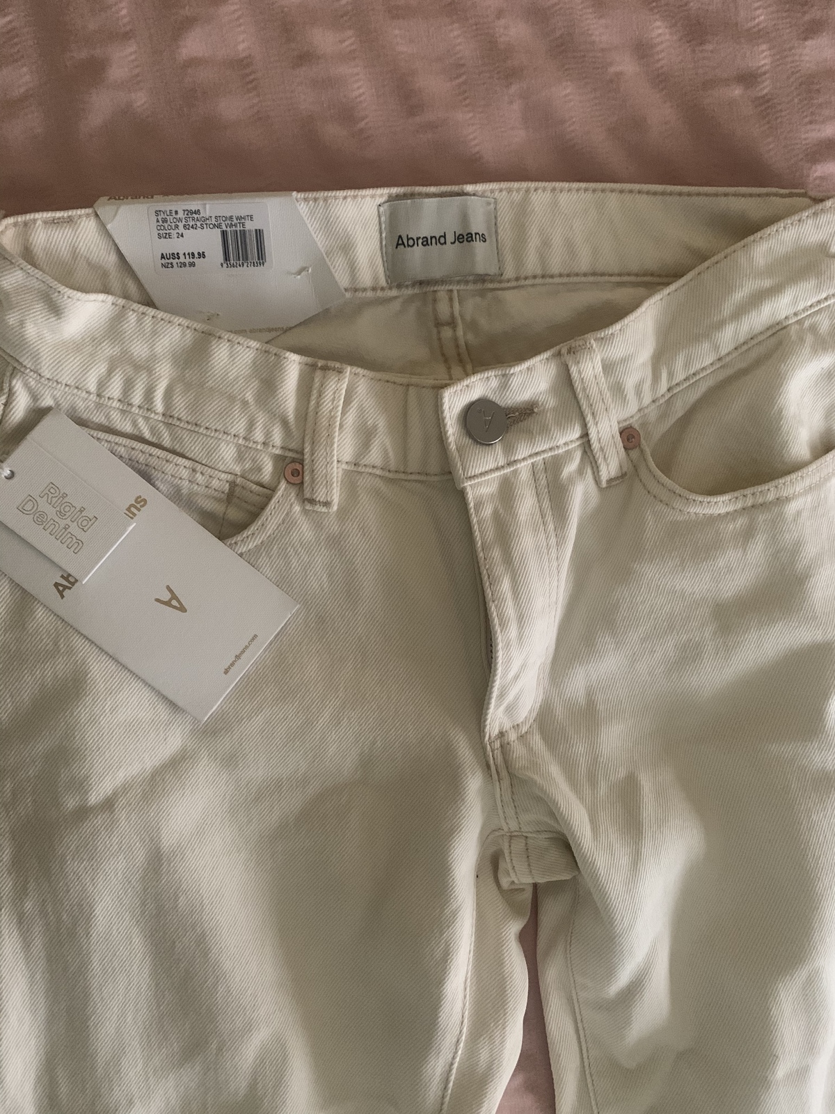 low rise STONE straight leg denim