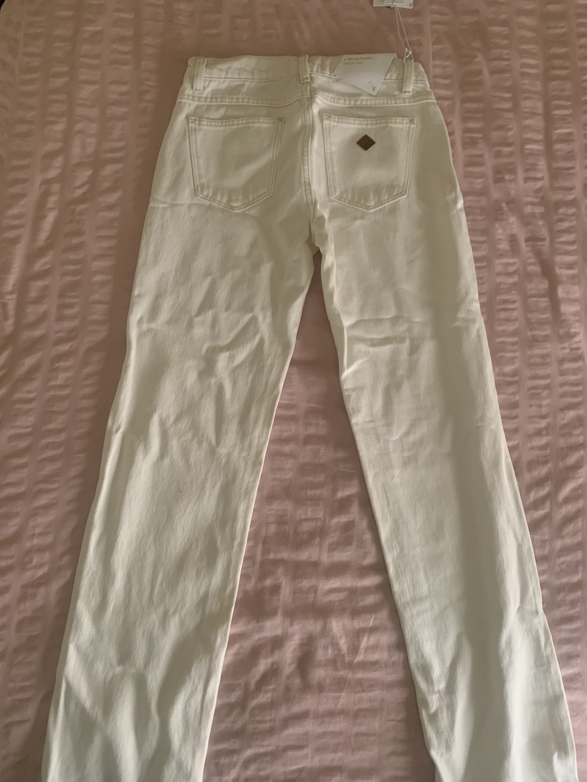 low rise STONE straight leg denim