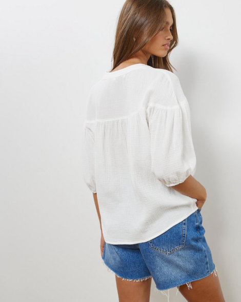 Crinkle Cotton Pop Over Shirt