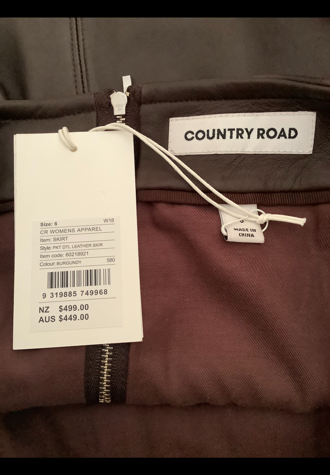 Pocket Detail Leather Skirt