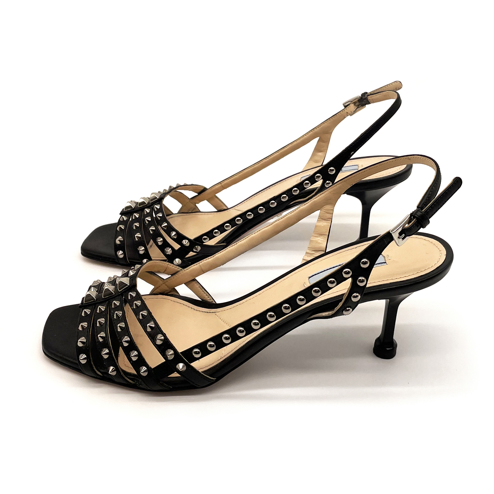 Prada Black Studded Heels Sz 40 - AirRobe