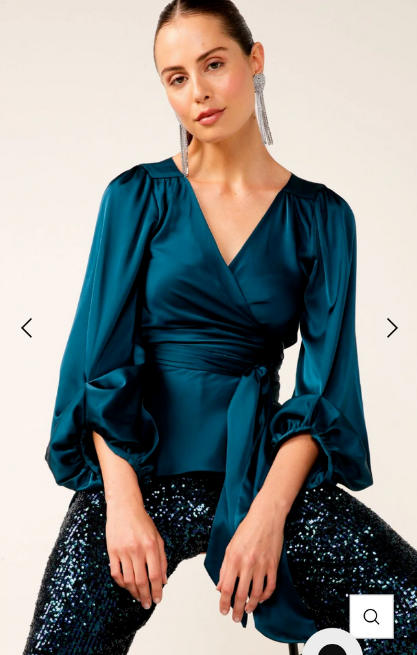 SEQUIN PALAZZO PANTS & NOLANA TOP IN PEACOCK