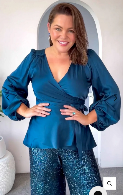 SEQUIN PALAZZO PANTS & NOLANA TOP IN PEACOCK