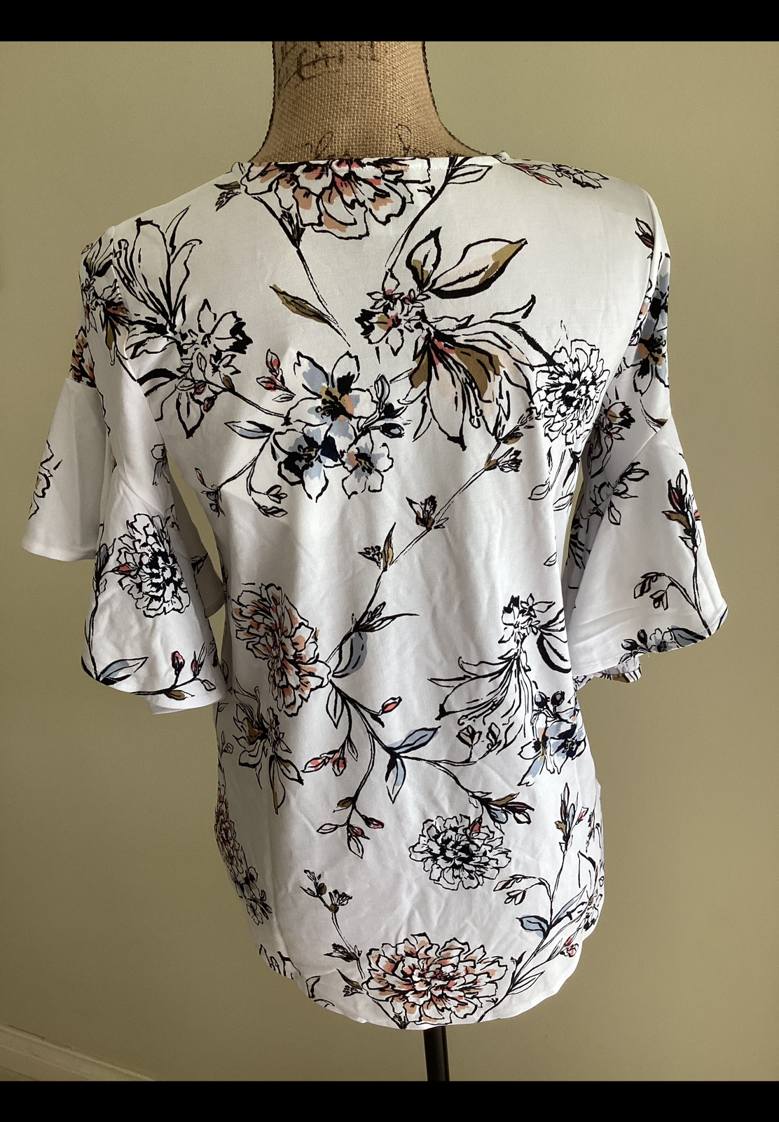 Print Ruffle Sleeve Top