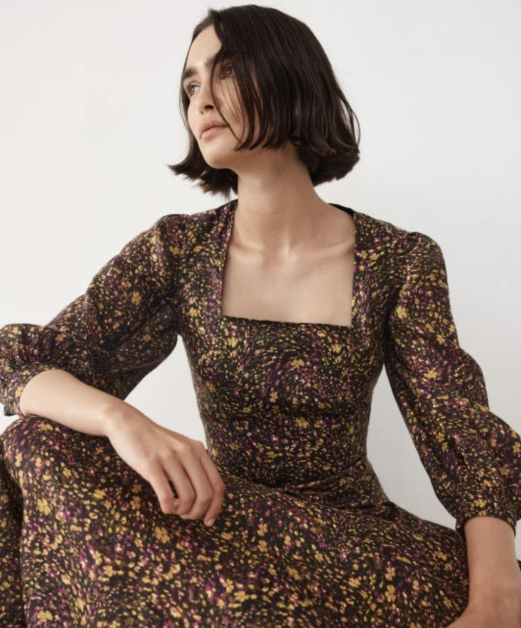 knee length dresses for ladies Farm Rio Sand Francesca Midi Dress, Francesca Sand / XL main image 0