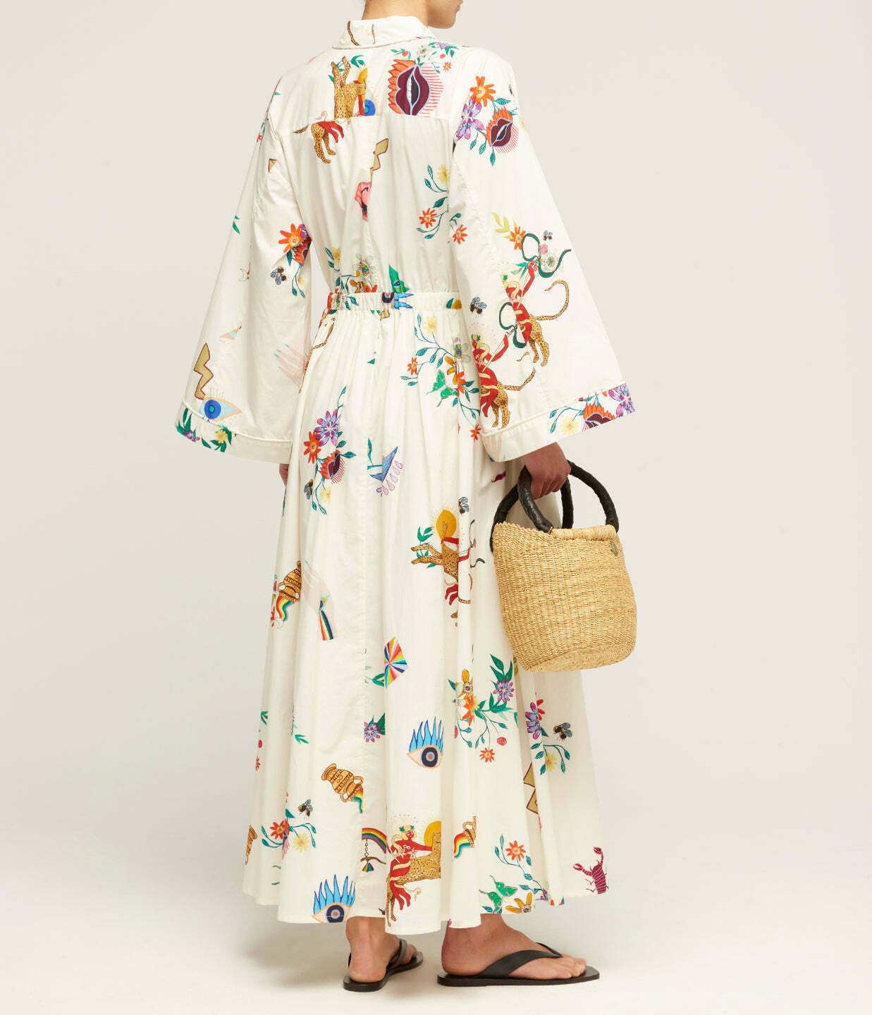 Meagan Cotton Poplin Kaftan Dress in Cream Multi