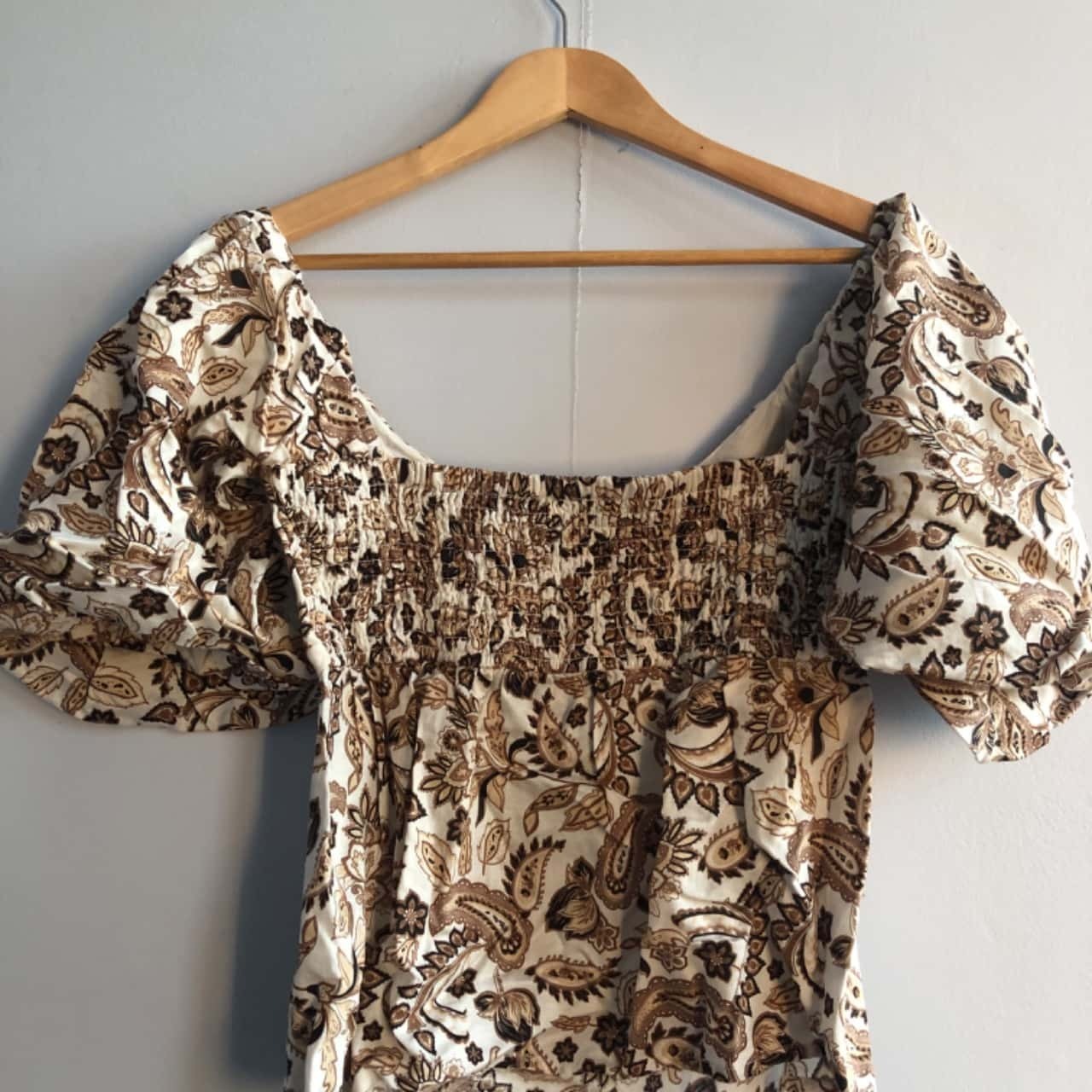Linen Paisley Blouson Top