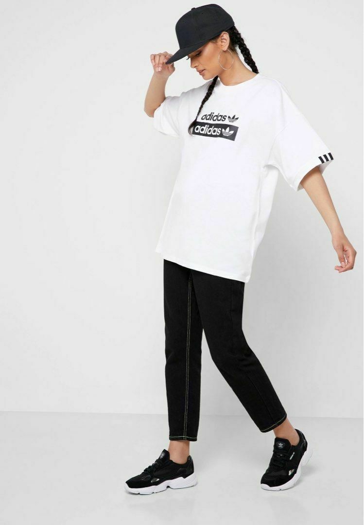 Logo Premium Cotton White Black Oversized Tee T-Shirt