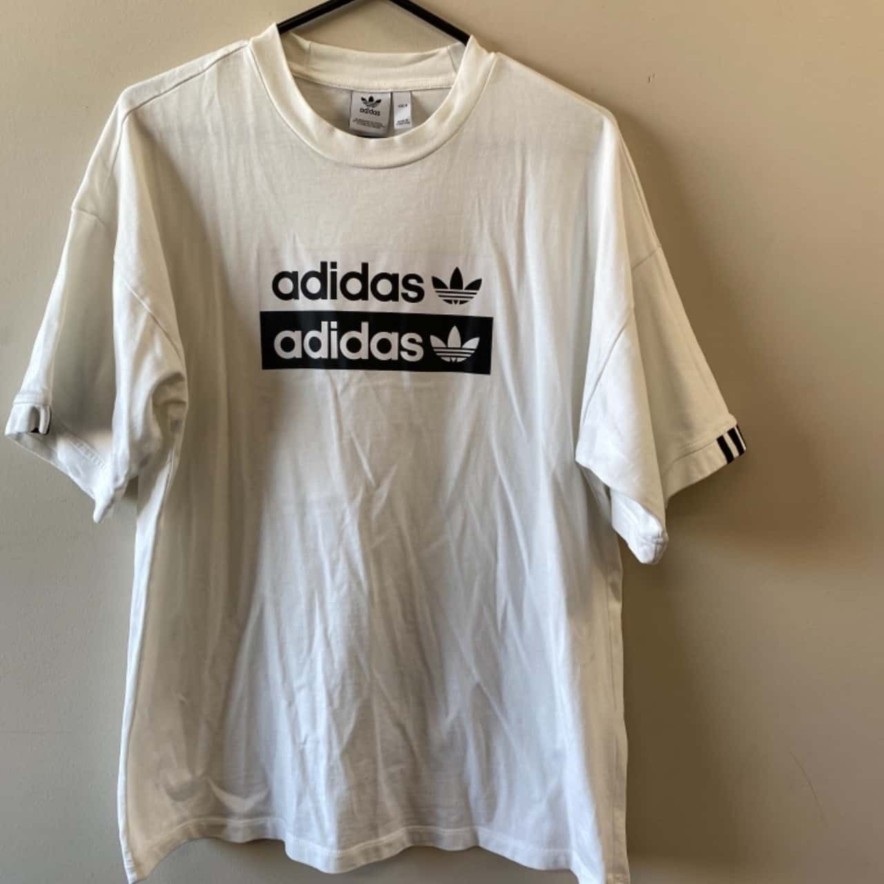 Logo Premium Cotton White Black Oversized Tee T-Shirt