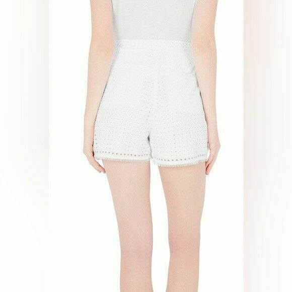 Parlez-Vous White Cotton High Waisted Shorts