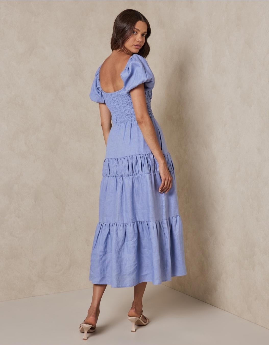 Pleated Panel Linen Dress