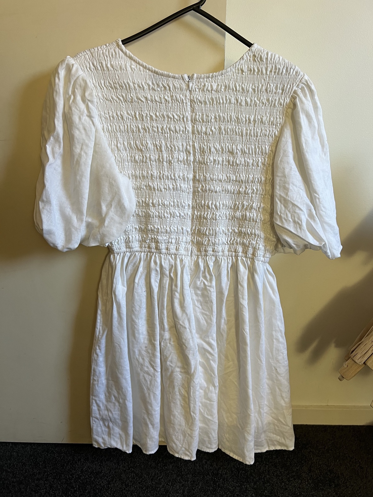 White linen short dress