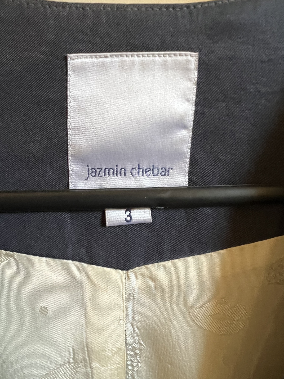 Navy washed silk crop blazer premium