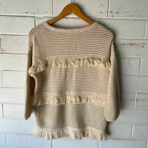 Cotton Crochet Fringed Knit Top Jumper Sweater