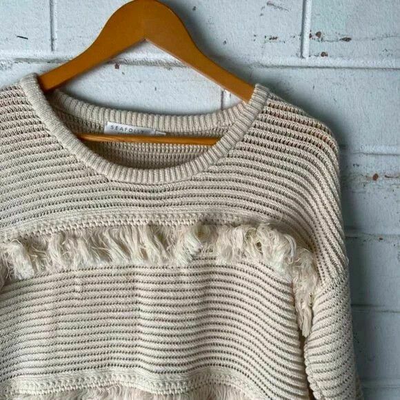 Cotton Crochet Fringed Knit Top Jumper Sweater