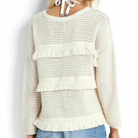 Cotton Crochet Fringed Knit Top Jumper Sweater