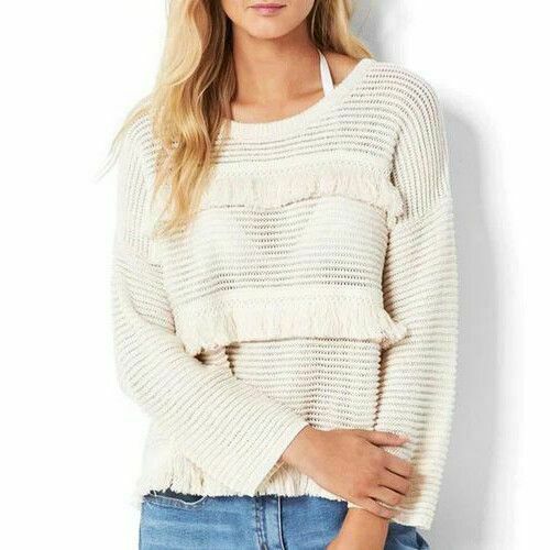 Cotton Crochet Fringed Knit Top Jumper Sweater