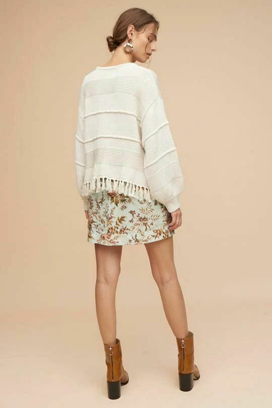 Kirika Merino Wool Fringe Knit Sweater Jumper NWT