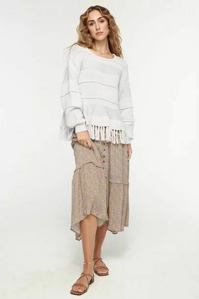 Kirika Merino Wool Fringe Knit Sweater Jumper NWT