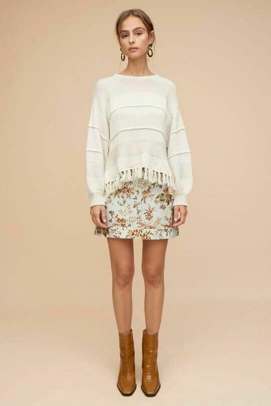 Kirika Merino Wool Fringe Knit Sweater Jumper NWT