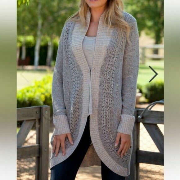 100% Merino Wool Sheffield Wrap Cardi Longline Cable Knit