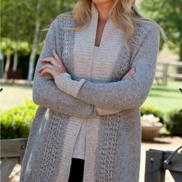 100% Merino Wool Sheffield Wrap Cardi Longline Cable Knit