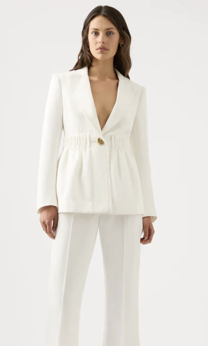 Elle Cartridge Pleat Jacket White