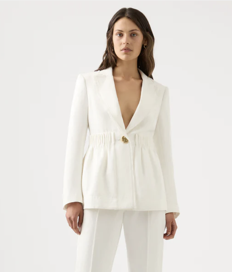 Elle Cartridge Pleat Jacket White
