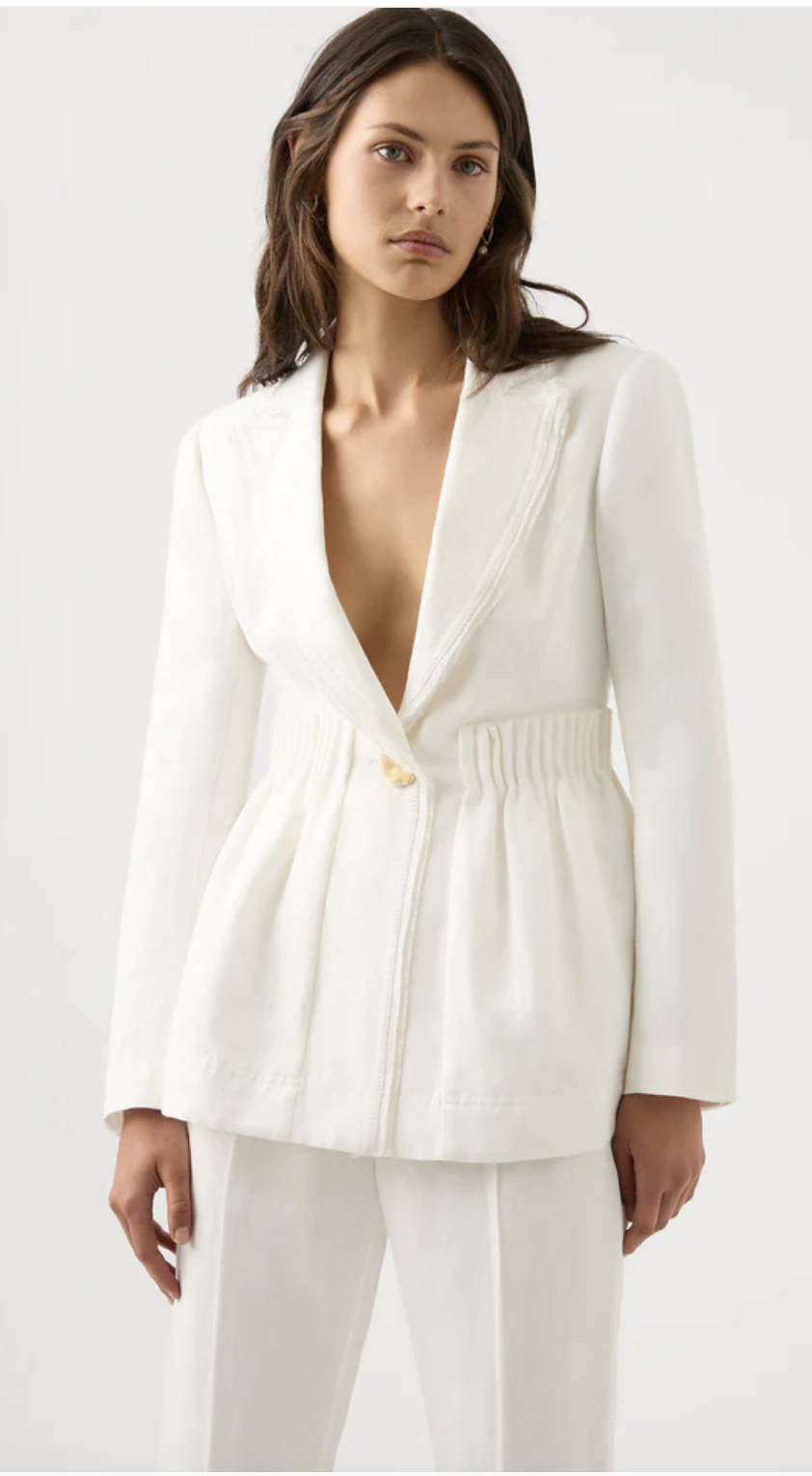Elle Cartridge Pleat Jacket White