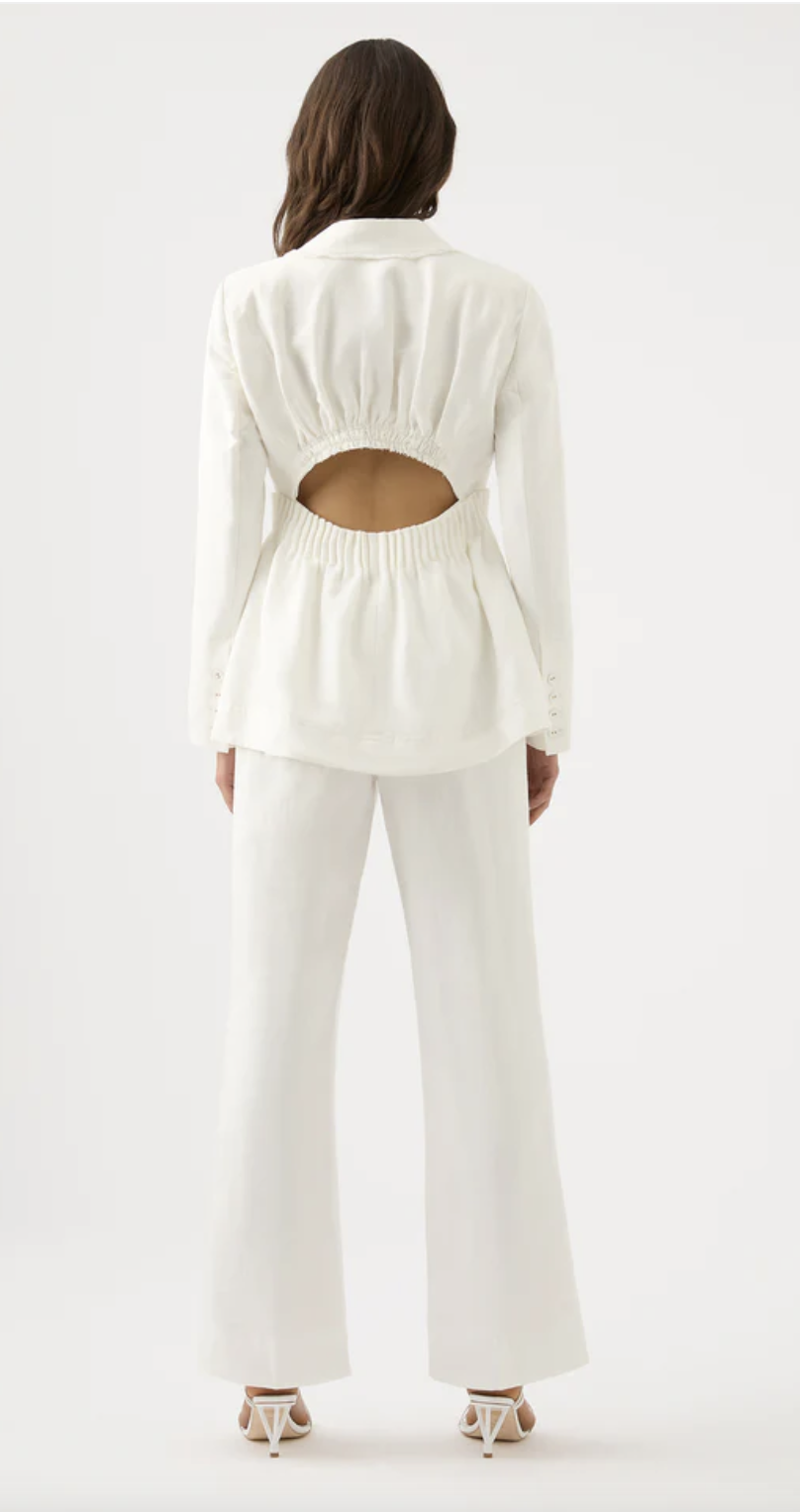 Elle Cartridge Pleat Jacket White