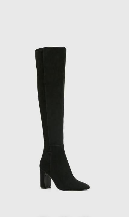 Panama Black Suede Leather Over The Knee Boot