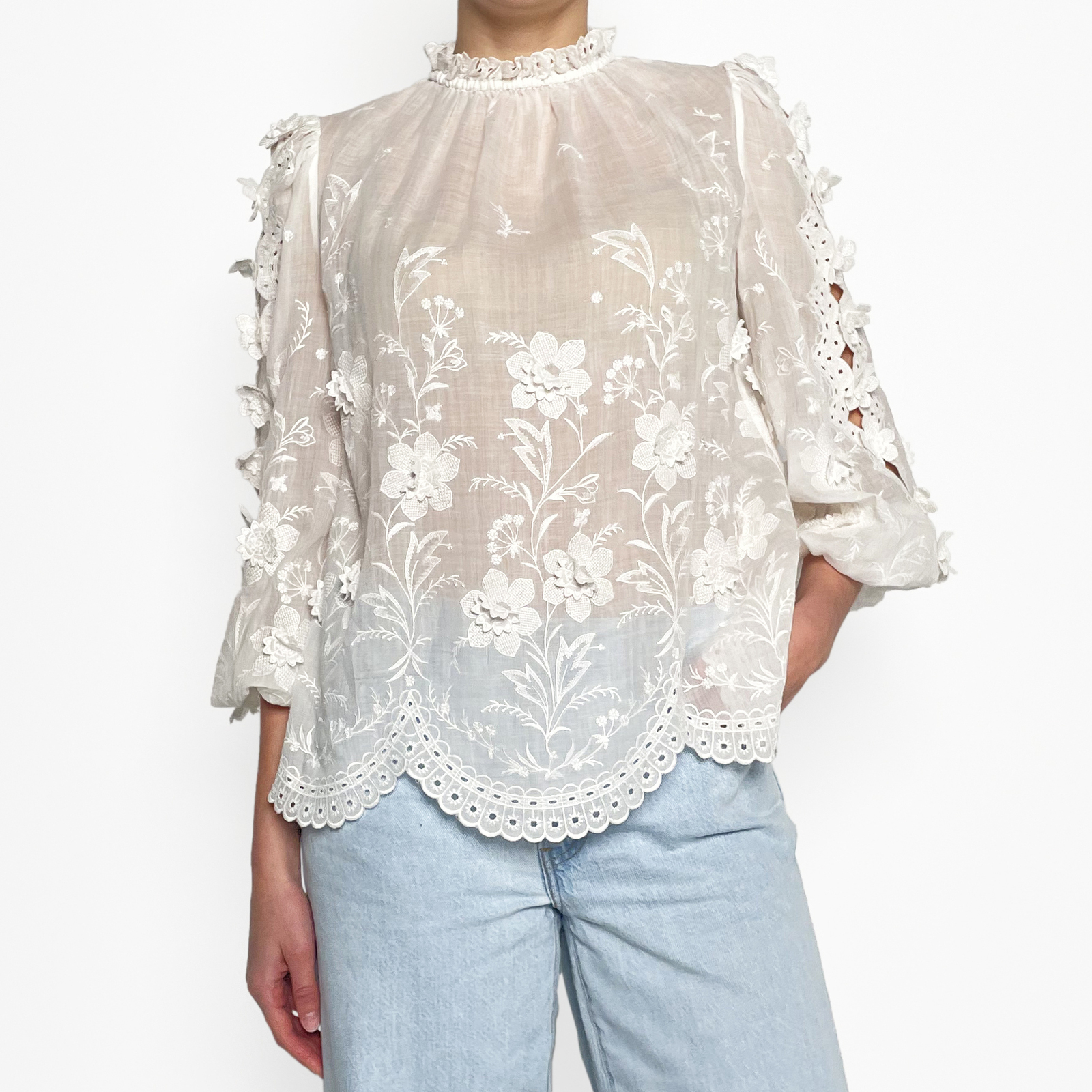 Zimmermann Ivory Lace Blouse Sz 0 - AirRobe