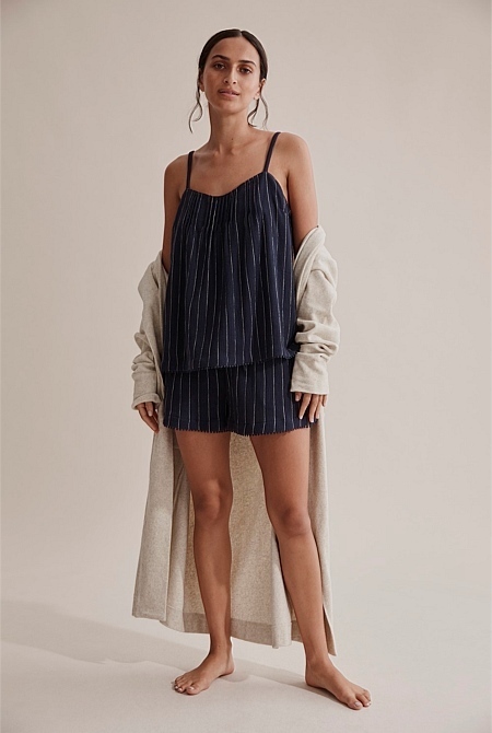 Crinkle Cotton Stripe Cami Top