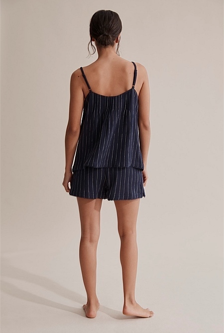 Crinkle Cotton Stripe Cami Top