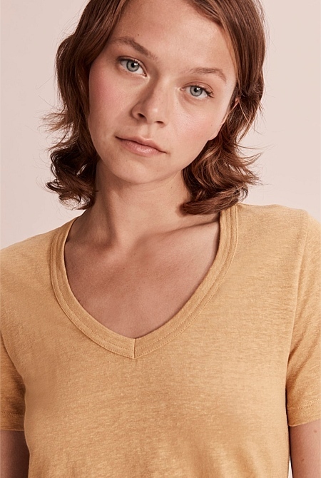 Cinnamon Short Sleeve Linen T-Shirt
