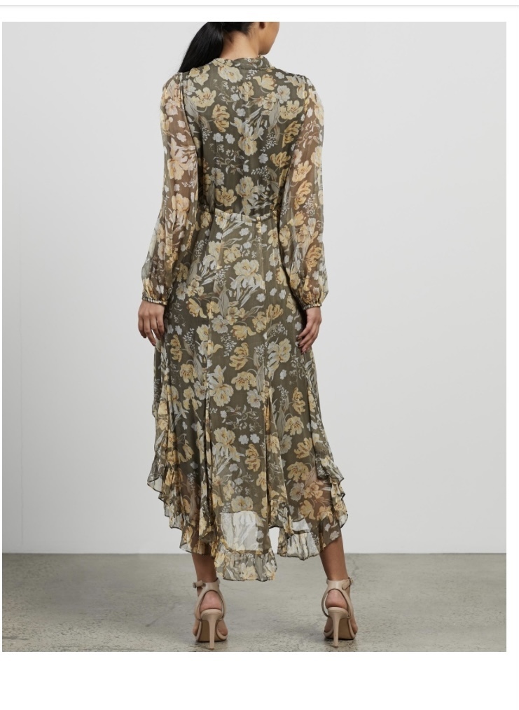 Jolie Plunged Godet Midi Dress 