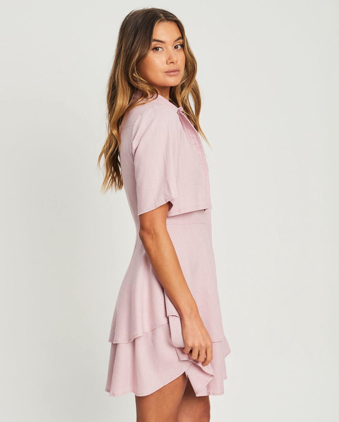 pink layered dress 