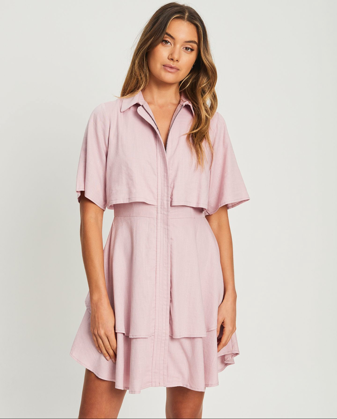 pink layered dress 