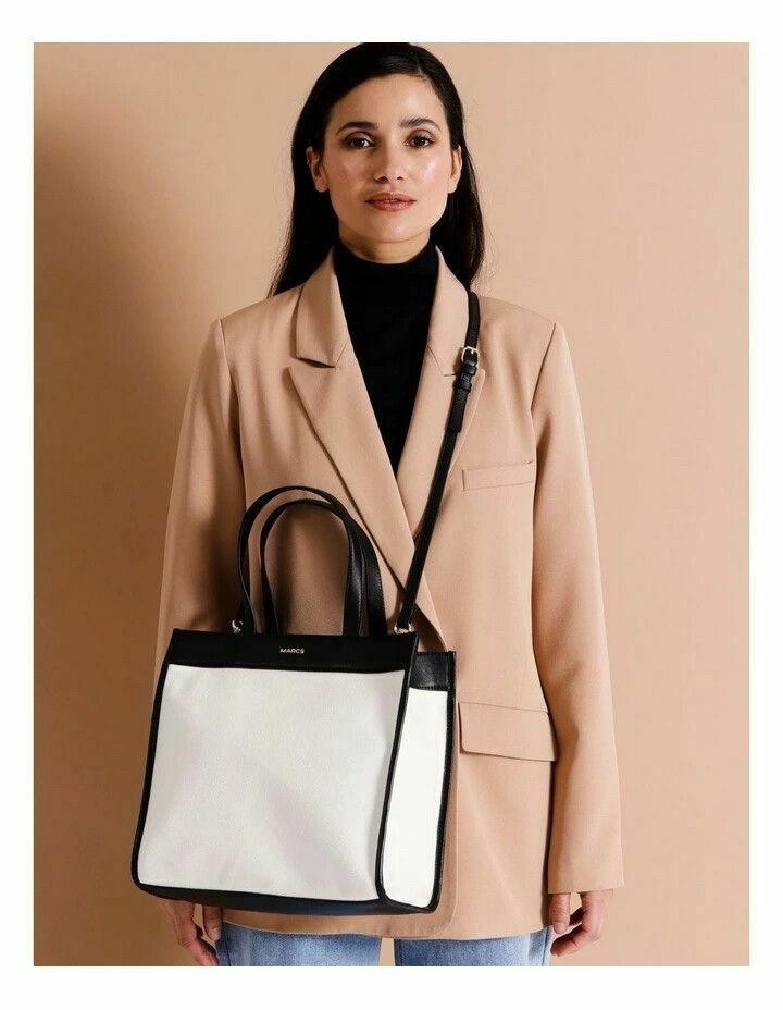 Dolly Leather Canvas Zip Crossbody Tote Bag NWT